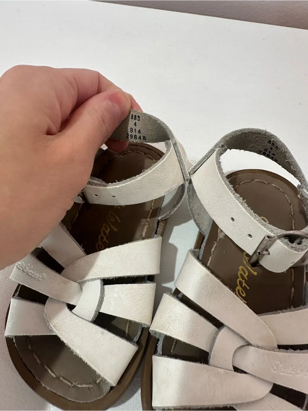 Salt water white sandals size 4